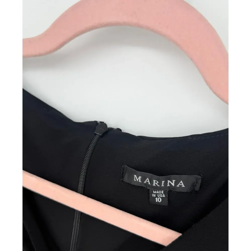 Marina Beaded Elbow Sleeve Jumpsuit Womens Size: 10, Black